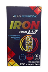 Allnutrition Iron SR supplements box, 120 capsules for enhanced iron absorption and support during pregnancy.